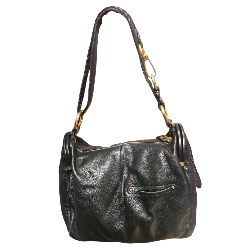B. Makowski Pebbled Leather Shoulder Bag